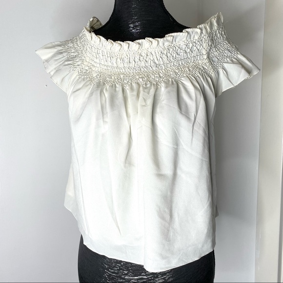 Lands’ End Off The Shoulder Boho Stitch Crop Top - Picture 1 of 8